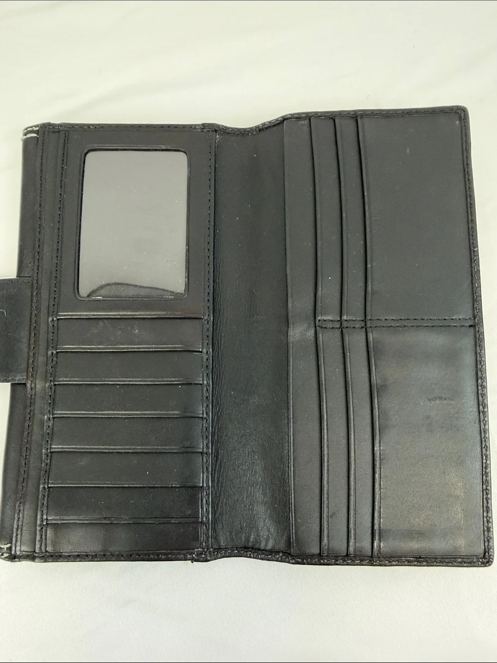 Vintage Y2K Coach Hamptons Black Leather Turnlock Wallet Contrast Stitch